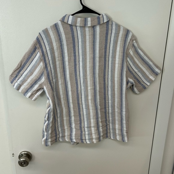 PacSun Blue and Brown Casual Button Down Shirt - Picture 2 of 3